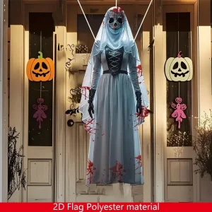 2D Halloween horror teschio sposa sfondo panno Halloween horror atmosfera casa stregata decorazione per interni ed esterni supplie 1