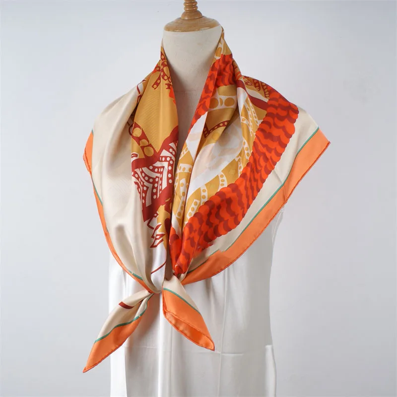 2025 Primavera Sciarpa di seta 100% Scialle Moda stampata Sciarpe di seta reale Fazzoletto da collo per donna 5