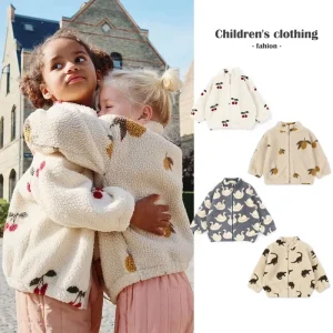 2024 Cappotto invernale per bambini KS Marca Cappotto in lana di agnello Cappotto caldo per ragazza ciliegia Capispalla Abbigliamento Abbigliamento per bambini 1