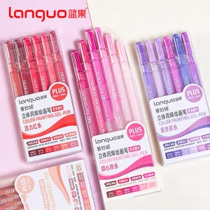 Languo Set di penne gel tridimensionali 3D a colori 6-48, inchiostri di alta qualità da 1,0 mm, per legno, carta, materiale scolastico per studenti di cancelleria 1