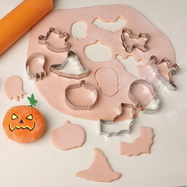 Stampo in silicone per Halloween Pipistrello Zucca Fantasma Teschio Stampo per biscotti Strumento di cottura Strumento per decorare torte con goffratura per biscotti 2