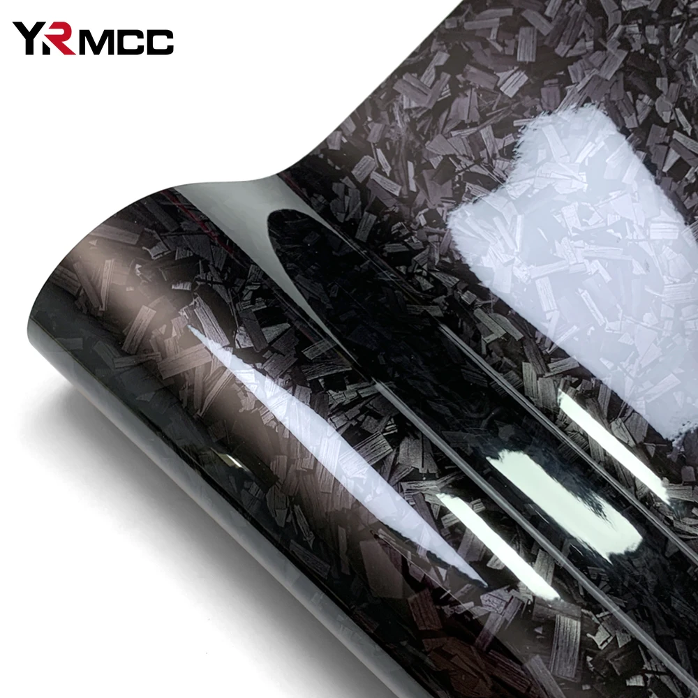 Pellicola in fibra di carbonio Pellicola per carrozzeria nera lucida Pellicola per avvolgimento in vinile in fibra di carbonio forgiata Adesivo per decalcomania autoadesiva per accessori auto 6