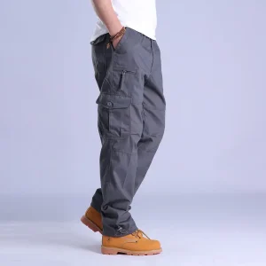 Pantaloni da lavoro cargo da uomo Pantaloni tattici da trekking Ripstop con tasche multiple Pantaloni in vita elastica Pantaloni da jogging in cotone 1