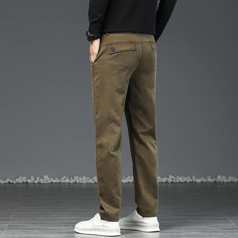 Pantaloni casual da uomo in Lyocell slim dritti 2025 Autunno Inverno Elastico in vita Comodo e versatile Pantaloni a gamba larga Taglie forti 38 3