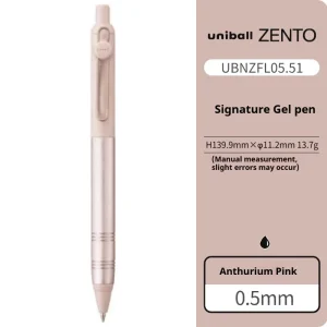 Uni Zento Flow Model Penna gel con impugnatura in metallo, nuovi colori Premium 0,38/0,5 mm Inchiostro nero per una scrittura fluida per affari, diari, firma 1