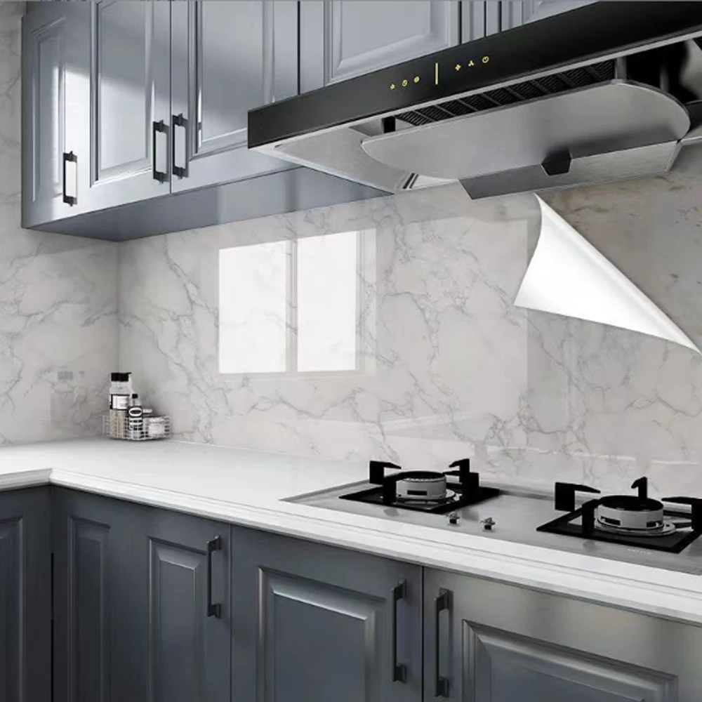 Carta da parati autoadesiva in marmo da 55 cm Carta da contatto in vinile Adesivi murali impermeabili in PVC per pellicola per decorazioni per la casa, cucina, soggiorno 6