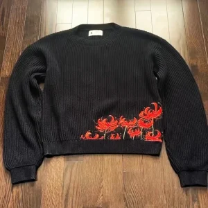 Y2K Retro Fiore Maglione lavorato a maglia Modello ricamato Spider Lily Autunno Inverno Pullover Trendy Hip Hop Harajuku Abbigliamento unisex 1