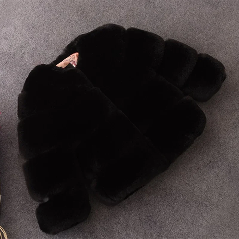 Cappotto di pelliccia per ragazze Giacca in cotone Capispalla Cappotto 2025 Solido caldo addensato più velluto Autunno inverno Adolescente Fuzzy Abbigliamento per bambini 4