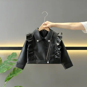 Ragazze Giacche in pelle Bambini Bambini Classici Bello Pu Capispalla Adolescente Cerniera Fly Cappotti Primavera Autunno 2025 Nuovo 1