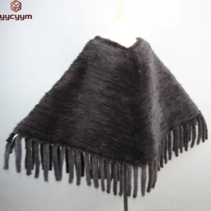 2025 di Nuovo Modo Genuino Scialle di Pelliccia di Visone Con Cappuccio di Inverno Giacca di Pelliccia di Visone Lavorato A Maglia Vera Pelliccia di Visone Poncho Per Le Donne Avvolgere di Pelliccia Naturale 1