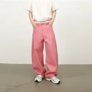 Pantaloni jeans larghi da uomo Jeans larghi rosa da uomo Pantaloni larghi di fascia alta Jeans larghi in denim larghi Pantaloni alla moda stile streetwear 1