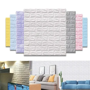 77 cm * 70 m Carta da parati 3D Decorazione autoadesiva Carta da parati in mattoni di schiuma antica Soggiorno Camera da letto Adesivi murali 3D impermeabili 1