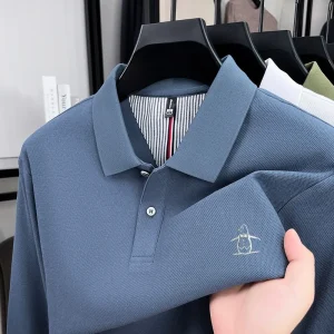 Di fascia alta di lusso 2025 autunno e inverno nuovo squisito pinguino ricamo top da uomo business casual polo a maniche lunghe 1