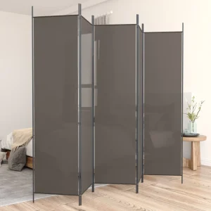 Divisorio con 5 Pannelli Antracite 250x200 cm Tessuto Prodotti per la decorazione della casa, schermi divisori, schermi privacy 1