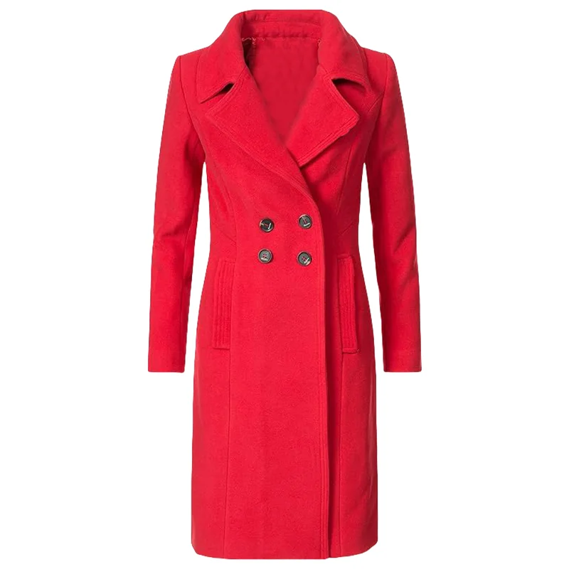 Trench da donna doppio petto foderato in lana giacca calda bavero cappotto sottile ed elegante capispalla streetwear di grandi dimensioni abbigliamento da donna 3