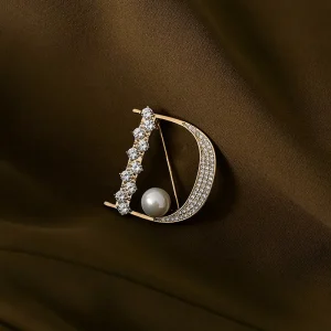 14K placcato oro corea nuovo Design gioielli di moda di lusso perla zircone lettera D spilla eleganti accessori da lavoro quotidiano da donna 1