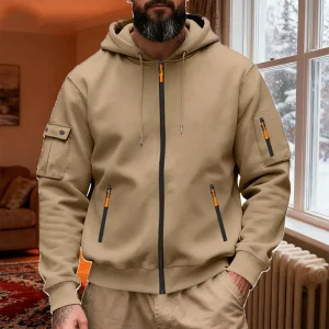 Giacca invernale leggera isolata da uomo 2025 con cappuccio, giacca casual con colletto con cerniera antivento, giacca con cappuccio antivento da golf 1