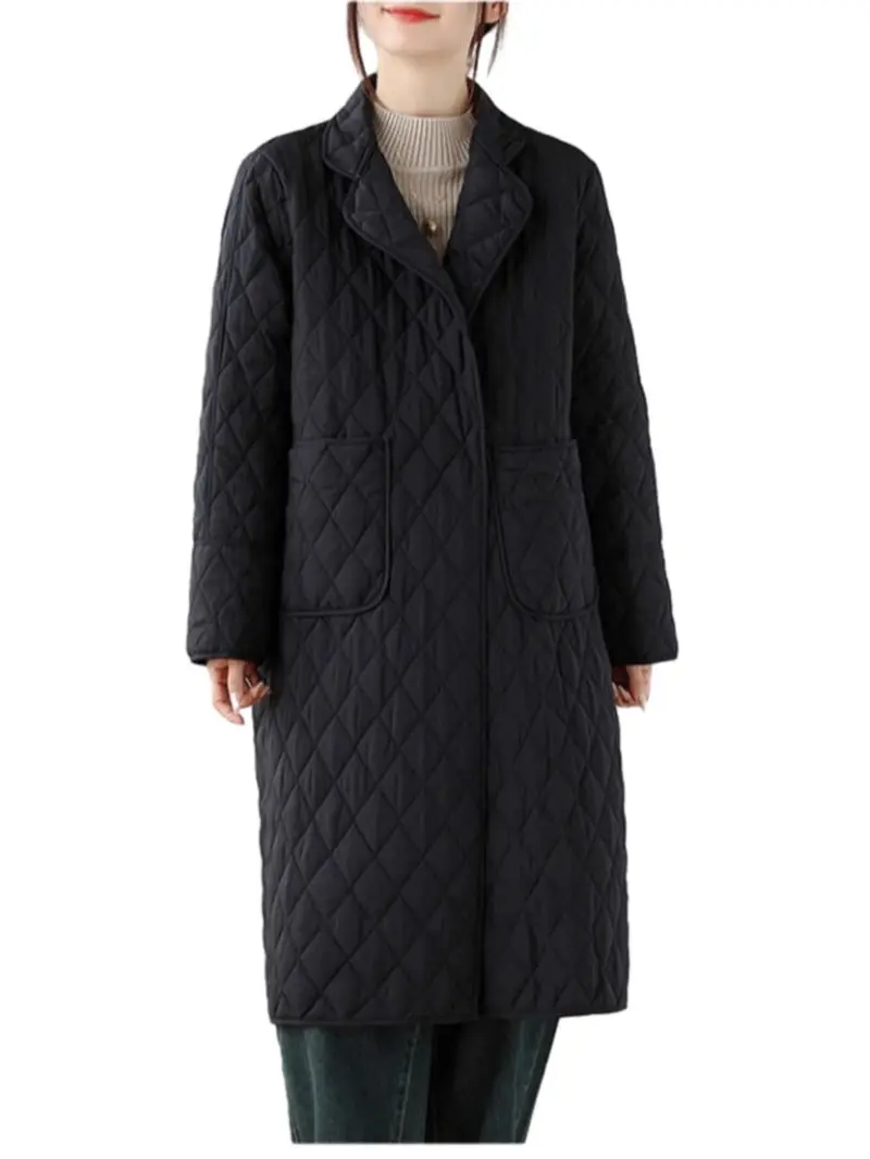 Piumino leggero in cotone da donna in autunno e inverno Cappotto trapuntato giacca a vento medio lungo allentato caldo casual A292 5