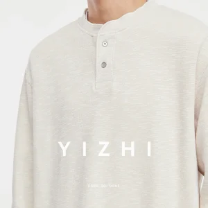 T-shirt allentata con colletto Henley stile Old Money da uomo di moda 2025 Autunno e inverno Nuova felpa a maniche lunghe Top Pullover da uomo 1