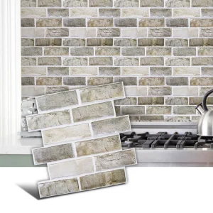 10 pezzi 3D finti mattoni staccabili e incollabili sul backsplash, adesivi murali per soggiorno, pannelli murali strutturati in mattoni, decorazioni per la casa 1