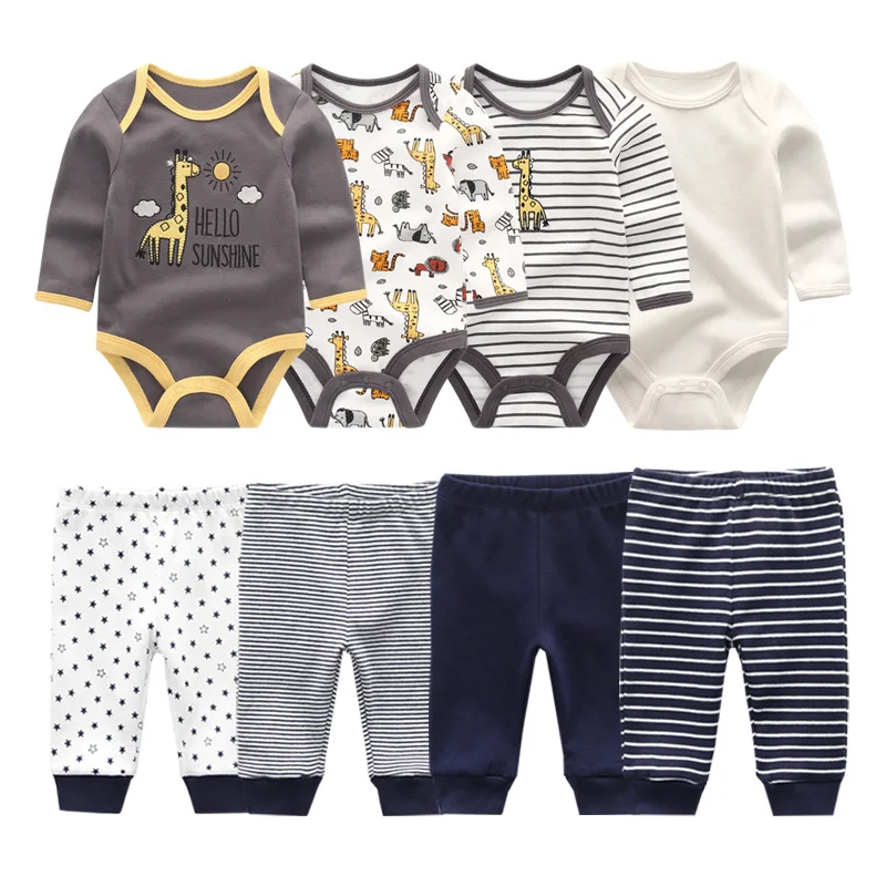6/8 pezzi tute in cotone + pantaloni set di vestiti per bambina neonato manica lunga vestiti per neonato autunno inverno stampa cartoon Bebes 4