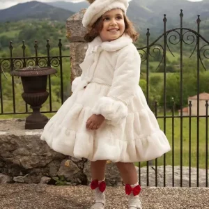 1-12Y neonata autunno inverno rosa pelliccia bianca palazzo Inghilterra spagnolo velluto rosso principessa cappotto di lana per Casual Eied C53 1