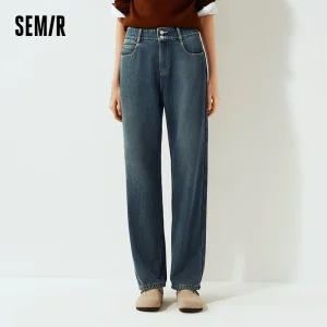 Semir Semir Jeans Donna Inverno Pile Caldo Gamba Dritta Vita Alta 2025 Nuovo Abbigliamento Donna Fresco 1