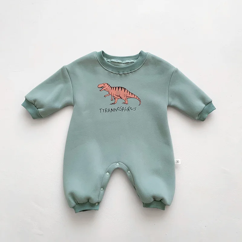 Nuovo arrivo Cartoon Dino Print Baby neonato pagliaccetti neonate tute manica lunga ragazzi abbigliamento un pezzo 3