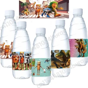 Set di etichette per bottiglie d'acqua Brainrot italiano Tung Tung Sahur Tralalo Decorazioni di compleanno Adesivi per ragazzi Baby Shower Regali per feste 1