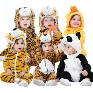 Pagliaccetto del fumetto del bambino neonato con cappuccio abbigliamento infantile ragazzo ragazza pigiama animale tutina tuta unicorno Costume flanella pagliaccetti del bambino 1