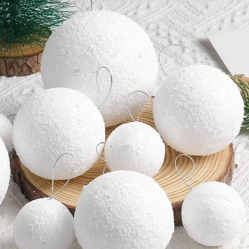 54/6PCS Palline di Natale in Schiuma Bianca per Albero di Natale Appeso Palla Ornamenti Pendenti per Matrimonio Capodanno Festa Decorazioni per la Casa Forniture 2