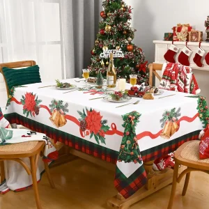 Tovaglia impermeabile Natale Poinsettia Decorazioni per feste natalizie Tovaglia da tavolo riutilizzabile invernale natalizia Decorazioni natalizie 2025 1