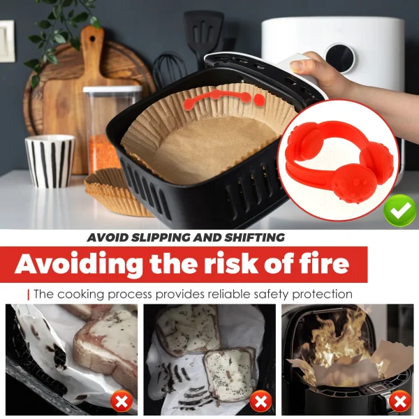 Magneti per friggitrice ad aria da 4 pezzi per tenere la friggitrice ad aria Carta pergamena Accessorio per friggitrice ad aria Supporto per rivestimento Parte di ricambio Prevenire la carta 5