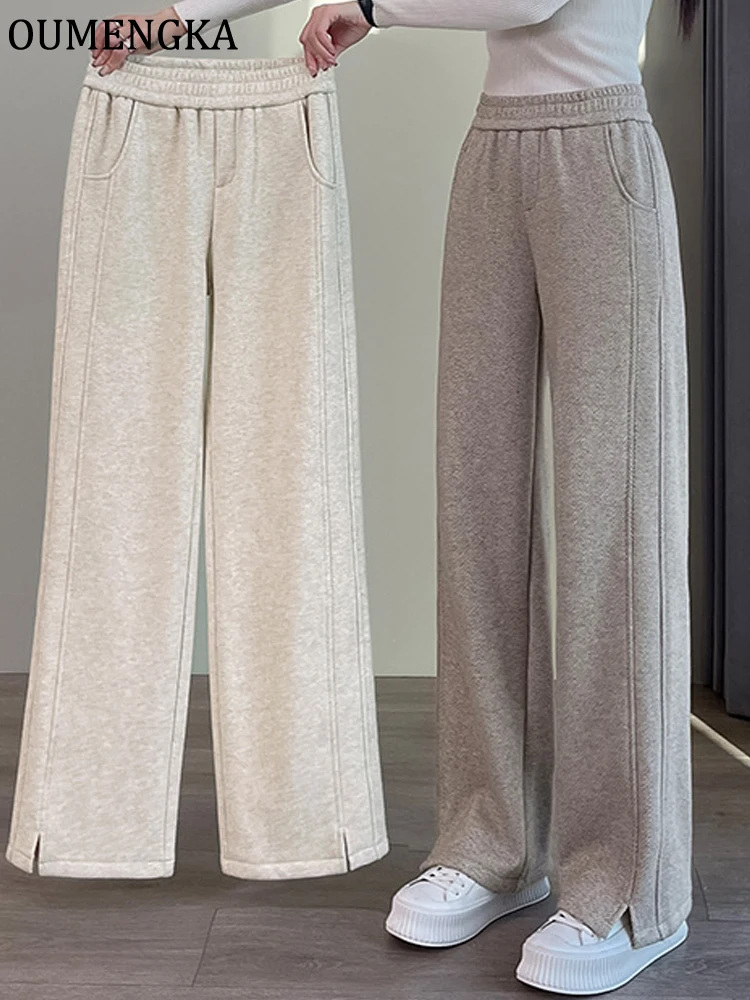 Pantaloni a spina di pesce Pantaloni staight da donna Autunno Inverno Pantaloni da donna casual a vita alta da ufficio Pantaloni da abito spessi per le donne 4