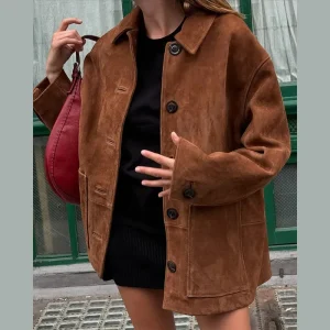 Giacca vintage autunno inverno da donna bavero bottone singolo cappotti oversize morbidi a maniche lunghe abiti casual femminili 2025 chic 1