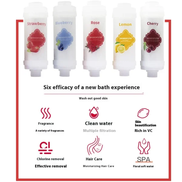 Nuovo stile filtro per doccia soffione doccia profumato addolcitore d'acqua migliora la depilazione della pelle purificatore doccia accessori per il bagno 2