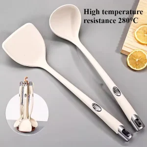 Spatola in silicone, pentole e padelle antiaderenti per uso domestico, per uso alimentare, resistente alle alte temperature, mestolo per zuppa, imbuto da cucina 1