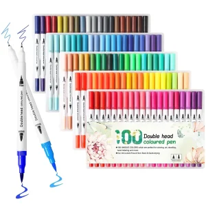 12-120 colori Set di pennarelli artistici Doppio pennello Punta fine Penna per acquerello Journaling Letter Drawing Marker Materiale scolastico Non tossico 1