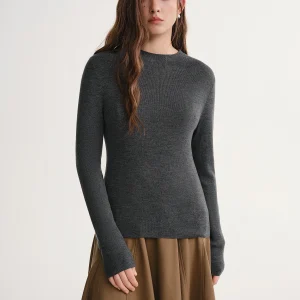 DUSHU T-shirt da donna in misto lana termica 2025 inverno caldo manica lunga lavorata a maglia strato base top multicolore casual confortevole 1