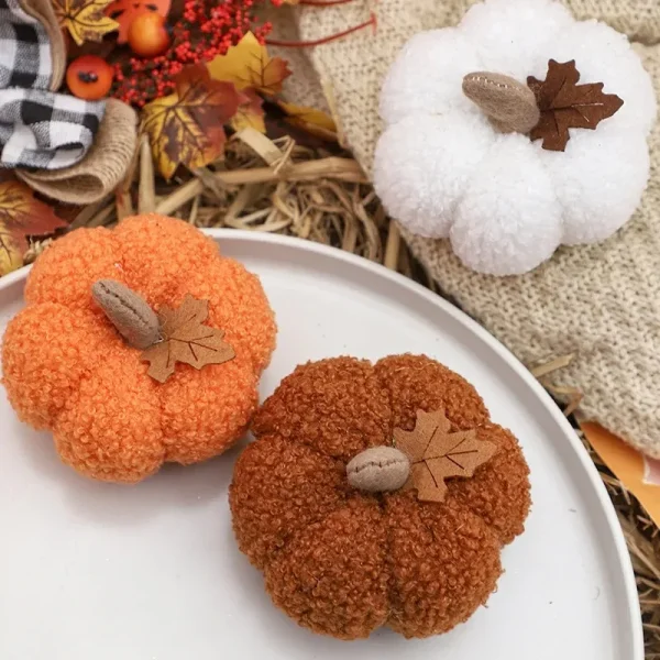3PCS Zucca Peluche Halloween Decor 8cm Peluche Realistico Zucca Ornamenti Per Il Desktop 2026 Halloween Home Decor navidad 1