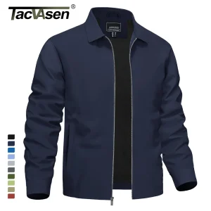 Giacche da lavoro leggere TACVASEN giacche da uomo classiche con tasche con cerniera stile tunica giacche Bomber Full Zip primavera autunno giacca Outwear 1