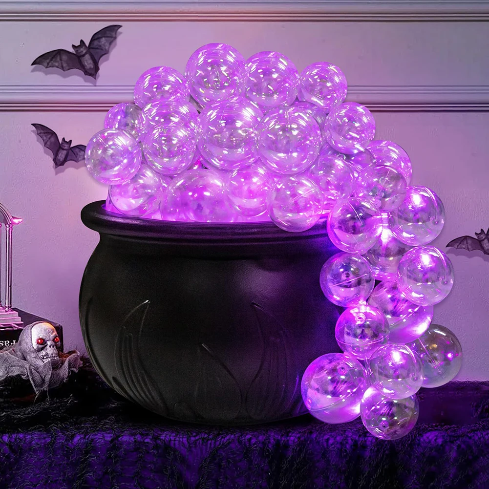 Calderone luminoso di Halloween con 40 palline a LED fai da te, ciotole realistiche per streghe, decorazioni per le feste in casa 2