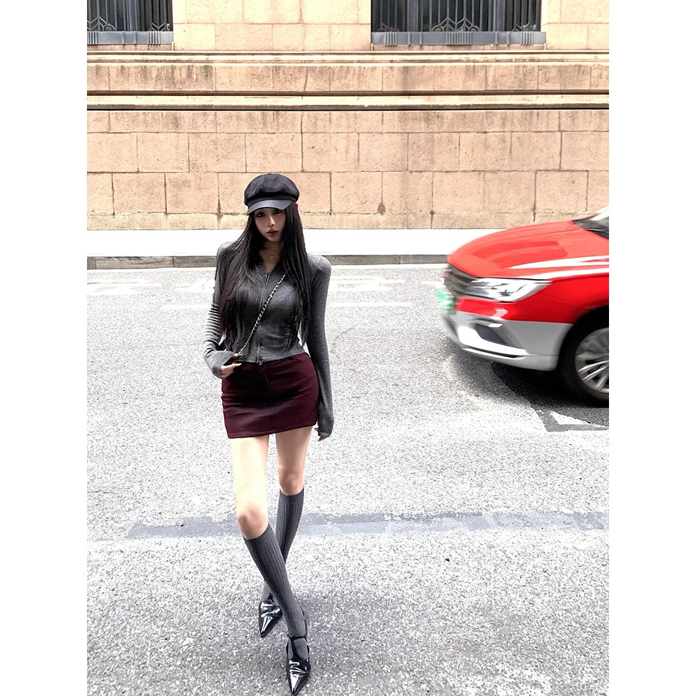 Giacca dimagrante coreana con cappuccio e cerniera Dongdaemun. Top versatile da donna in stile primaverile autunnale che migliora il bianco carino 5