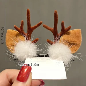 2026 Fermagli per capelli di Natale Kawaii Fasce di Natale Accessori per capelli Orecchio di cervo Forcina per ragazza Fotografia Prop Decorazioni per feste di Natale 1