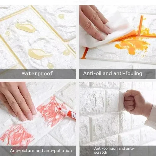 Carta da parati autoadesiva 3D Adesivi murali continui impermeabili in mattoni Soggiorno Camera da letto Camera dei bambini Decorazione della casa 2