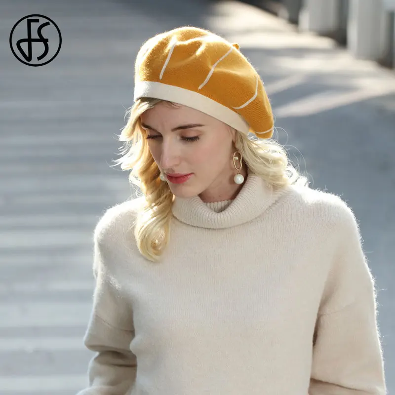 FS donne berretti da coniglio per l'autunno inverno cappello da artista francese bianco eleganti ragazze cappelli da pittore berretto Femme berretto caldo femminile 2023 3