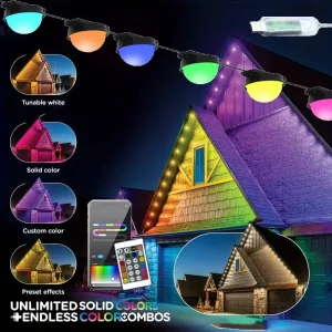 Luci per grondaia RGB App per luce esterna permanente Controllo remoto Luce a stringa colorata Dimmer intelligente Illuminazione per villa Decorazioni per feste 1