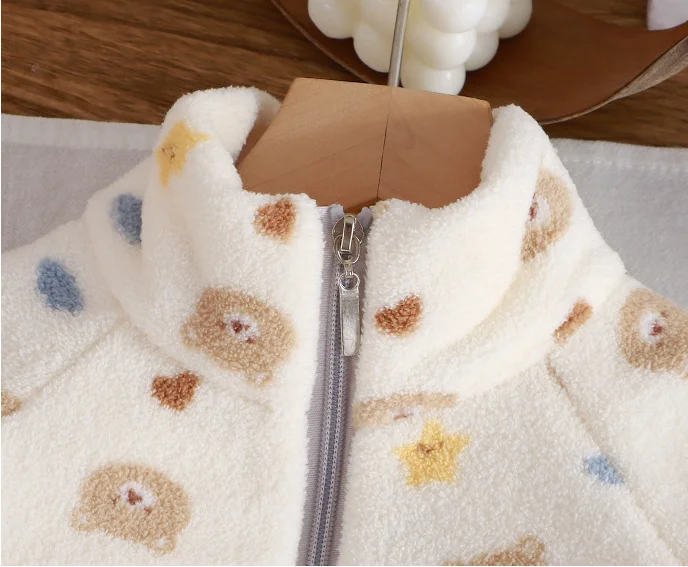Autunno Inverno Bambini Pigiama in pile spesso Set Coreano Cartoon Ragazze del bambino Moda Peluche Abiti caldi 1-4Y Ragazzi Home Wear Suit 6