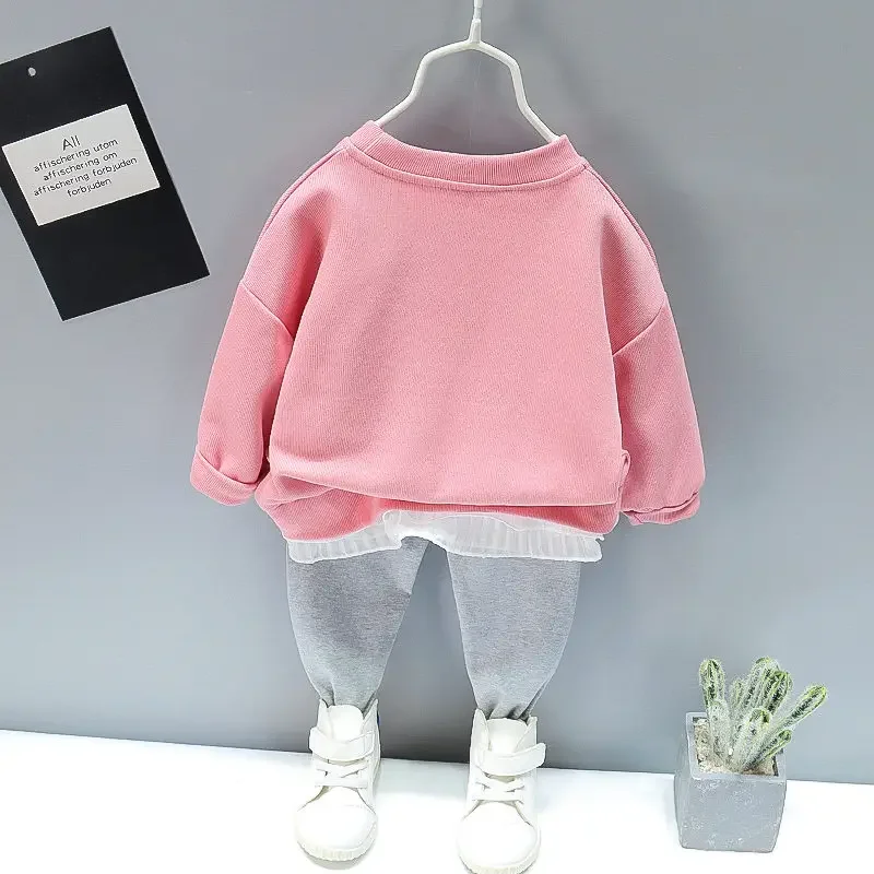 New Spring Toddler abbigliamento tuta in cotone bambini ragazze Cartoon t-shirt pantaloni sportivi 2 pz/set abbigliamento per bambini tute per bambini 4