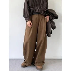 Pantaloni da lavoro basic vintage giapponesi per uomo donna primavera autunno pantaloni casual larghi a gamba larga stile fidanzato 1